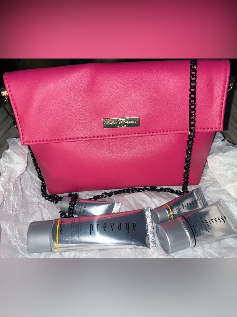 Salvatore Ferragamo Pink Crodssbody With Elizabeth Arden Beauty Bundle